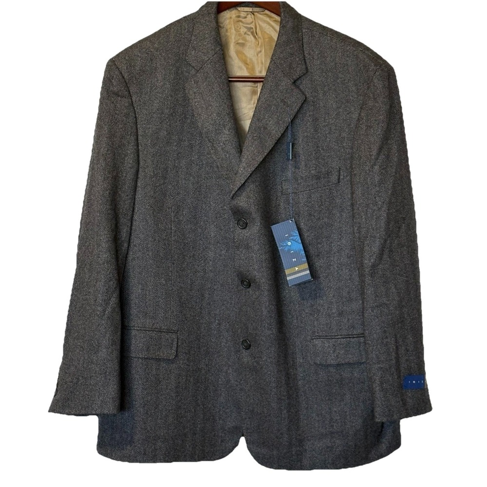 100% Cashmere Blazer Mens 48R Herringbone Suit Sport Coat Ibiza Mambo BRAND NEW
